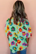 Green Leopard drop should oversized tee