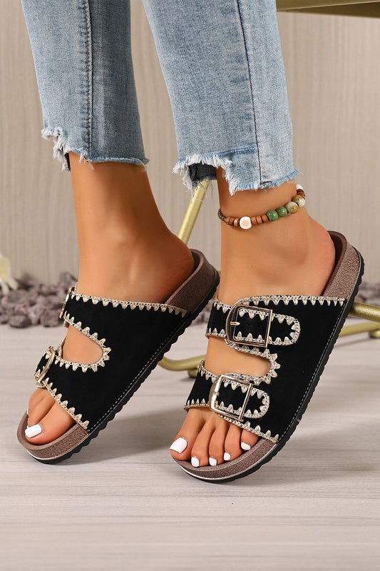 Black Buckle Sandals